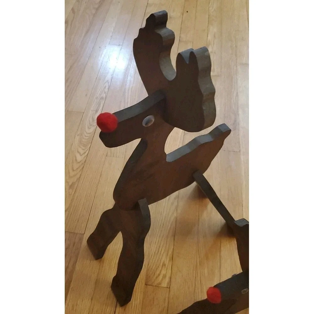 Reindeer‎ Wooden Christmas Decoration Slot Together Approx Lot Of 3 SEE PHOTOS